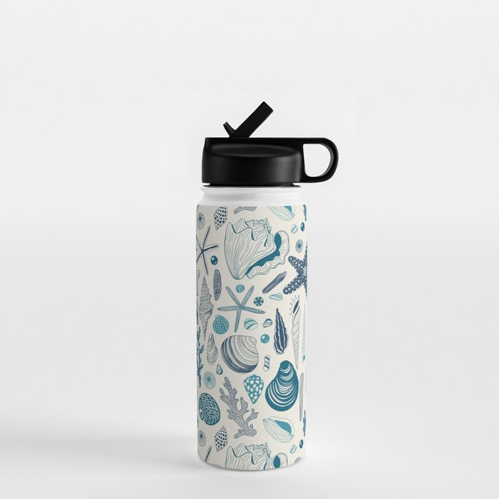 Sea shells on off white Water Bottle Gallery Image 1
