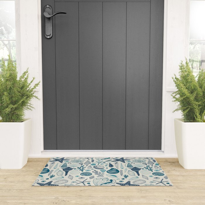 Sea shells on off white Welcome Mat Gallery Image 3