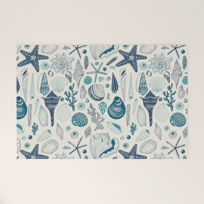 Sea shells on off white Welcome Mat Gallery Image 1