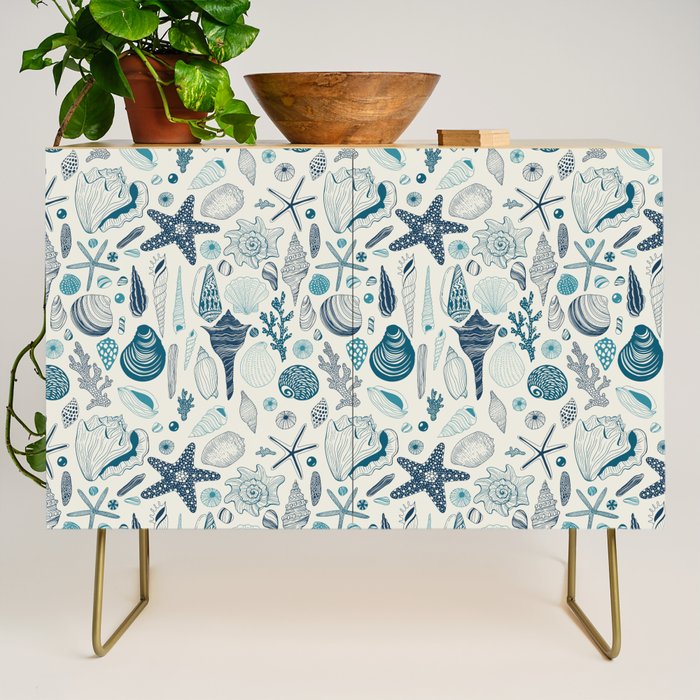 Sea shells on off white Credenza Gallery Image 1