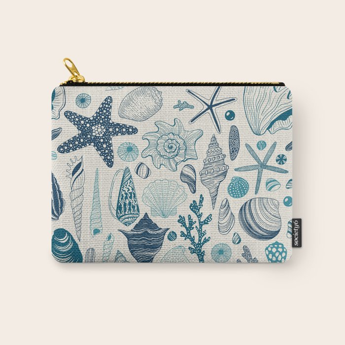 Sea shells on off white Carry All Pouch Gallery Image 1