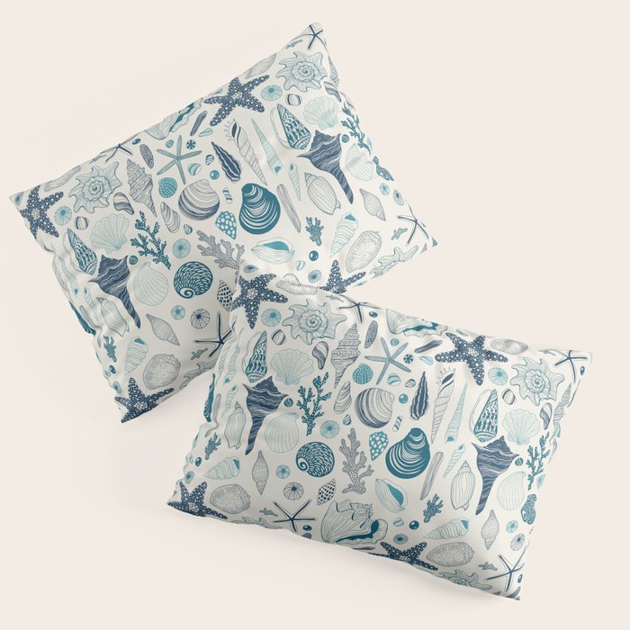 Sea shells on off white Pillow Sham Gallery Image 1