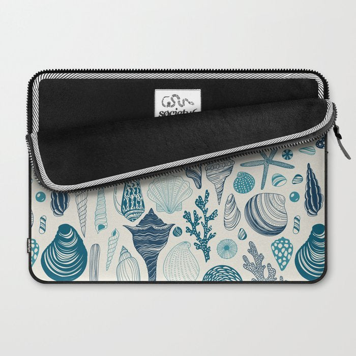 Sea shells on off white Laptop Sleeve Gallery Image 2