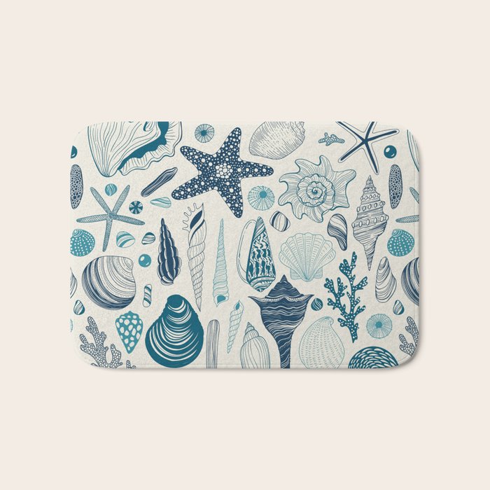 Sea shells on off white Bath Mat Gallery Image 1