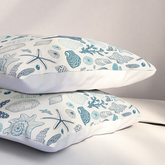 Sea shells on off white Pillow Sham Gallery Image 3