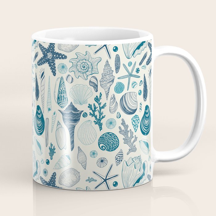 Sea shells on off white Coffee Mug Gallery Image 1