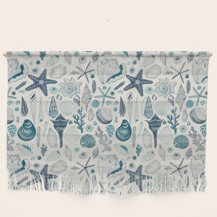 Sea shells on off white Wall Hanging Gallery Image 1