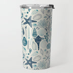 Sea shells on off white Travel Mug Gallery Image 2
