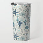 Sea shells on off white Travel Mug Gallery Image 3