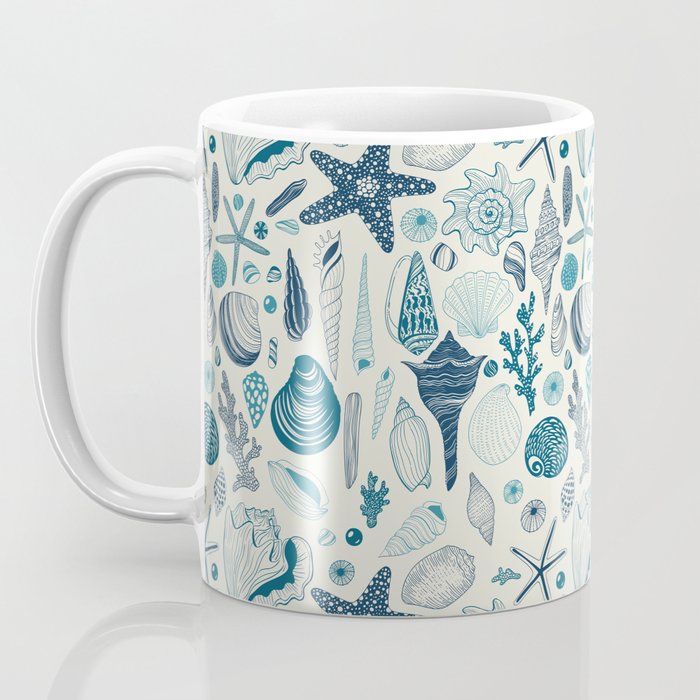 Sea shells on off white Coffee Mug Gallery Image 3