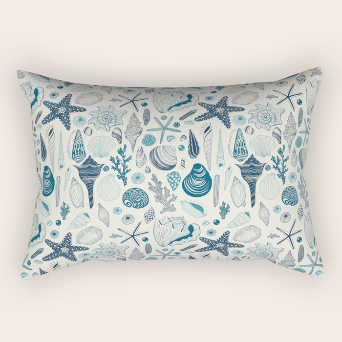 Sea shells on off white Rectangular Pillow Gallery Image 2