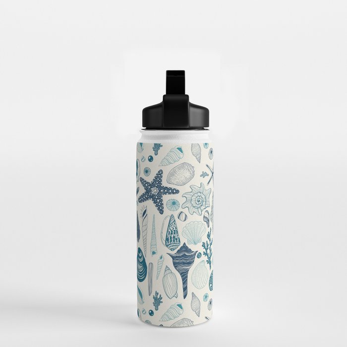 Sea shells on off white Water Bottle Gallery Image 2