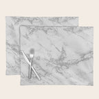 Elegant chic white gray silver glitter marble Placemat Gallery Image 1