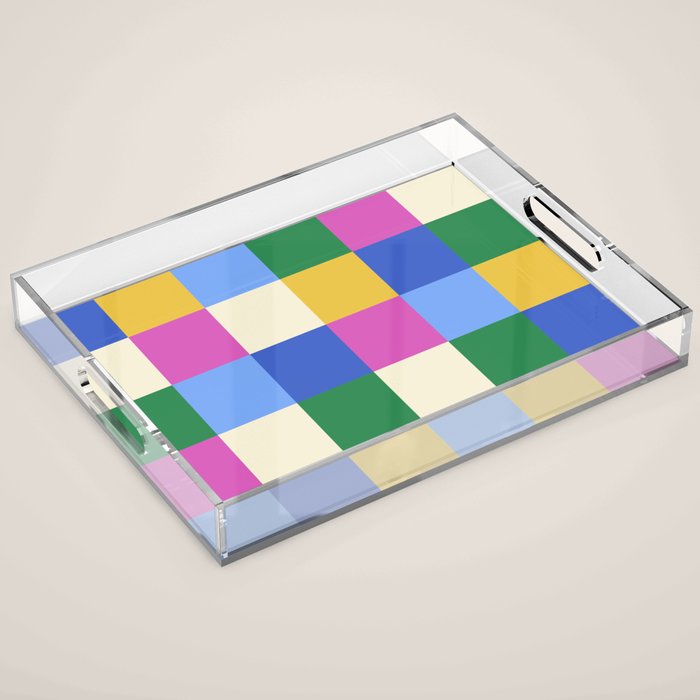 Bold Colorful Checks Pattern - Large XVI Acrylic Tray Gallery Image 1
