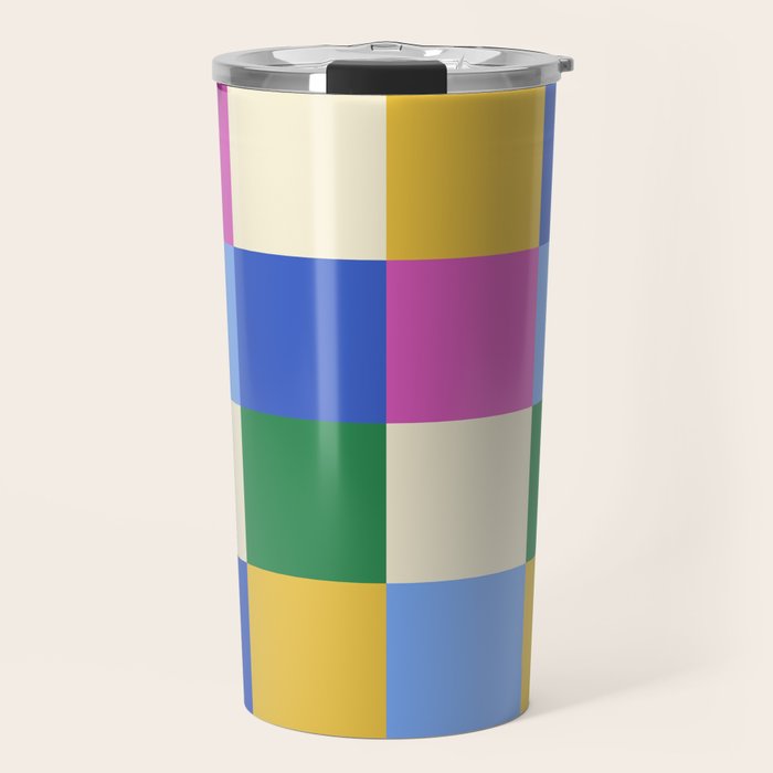 Bold Colorful Checks Pattern - Large XVI Travel Mug Gallery Image 1