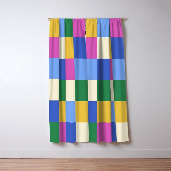 Bold Colorful Checks Pattern - Large XVI Window Curtain Gallery Image 3