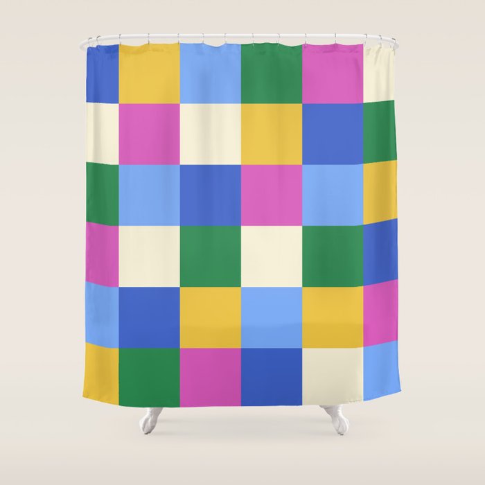 Bold Colorful Checks Pattern - Large XVI Shower Curtain Gallery Image 1