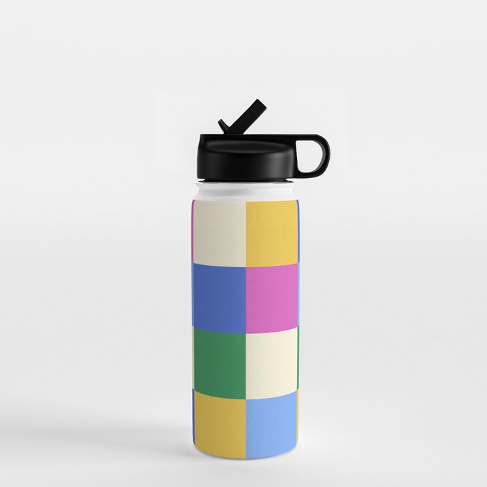 Bold Colorful Checks Pattern - Large XVI Water Bottle Gallery Image 1