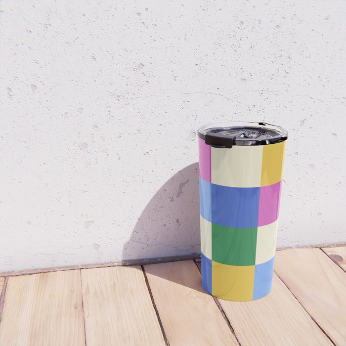 Bold Colorful Checks Pattern - Large XVI Travel Mug Gallery Image 4