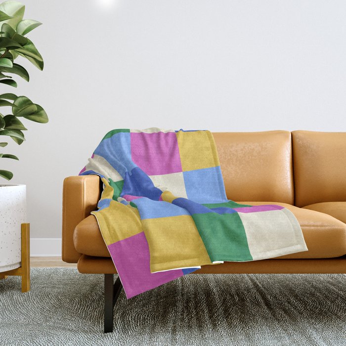Bold Colorful Checks Pattern - Large XVI Throw Blanket Gallery Image 1