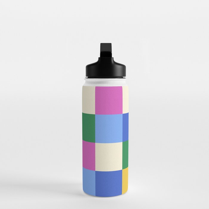 Bold Colorful Checks Pattern - Large XVI Water Bottle Gallery Image 3