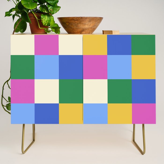 Bold Colorful Checks Pattern - Large XVI Credenza Gallery Image 1