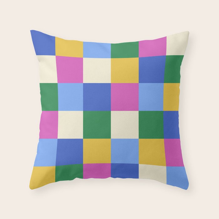 Bold Colorful Checks Pattern - Large XVI Throw Pillow Gallery Image 1