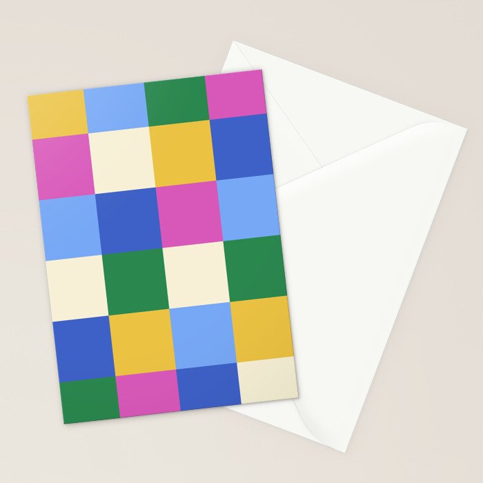 Bold Colorful Checks Pattern - Large XVI Stationery Card Gallery Image 2