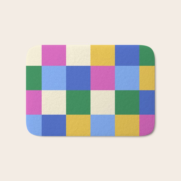 Bold Colorful Checks Pattern - Large XVI Bath Mat Gallery Image 1