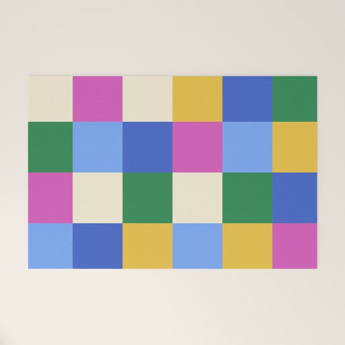 Bold Colorful Checks Pattern - Large XVI Welcome Mat Gallery Image 1