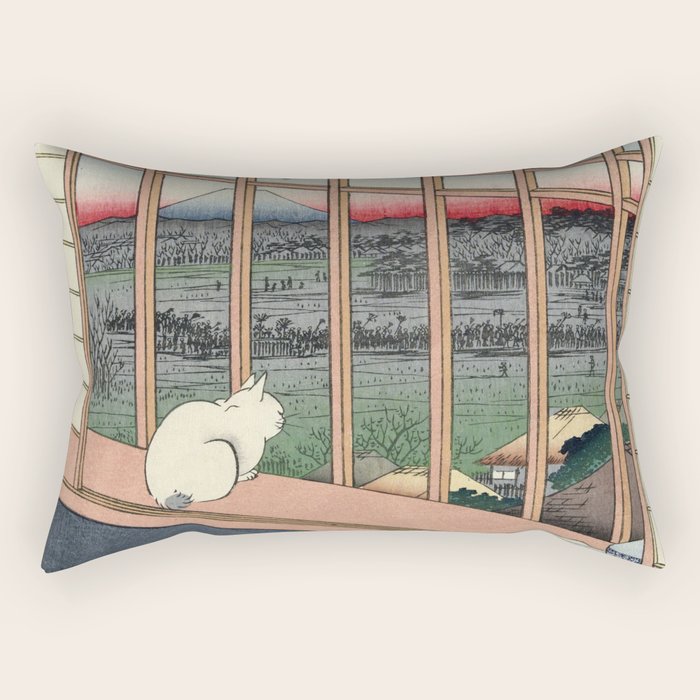 Utagawa Hiroshige Japanese Woodblock Cat Print Rectangular Pillow Gallery Image 1