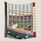 Utagawa Hiroshige Japanese Woodblock Cat Print Wall Tapestry Gallery Image 4
