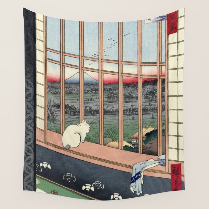 Utagawa Hiroshige Japanese Woodblock Cat Print Wall Tapestry Gallery Image 4