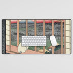 Utagawa Hiroshige Japanese Woodblock Cat Print Desk Mat Gallery Image 1