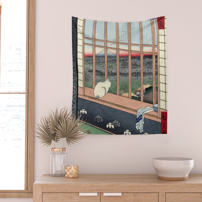 Utagawa Hiroshige Japanese Woodblock Cat Print Wall Tapestry Gallery Image 2