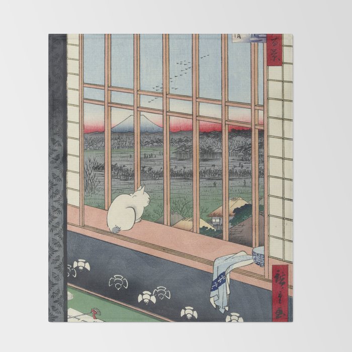 Utagawa Hiroshige Japanese Woodblock Cat Print Throw Blanket Gallery Image 2