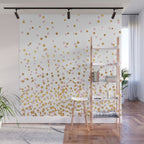 Floating Dots - Pink and Gold on White Wall Mural Gallery Image 1