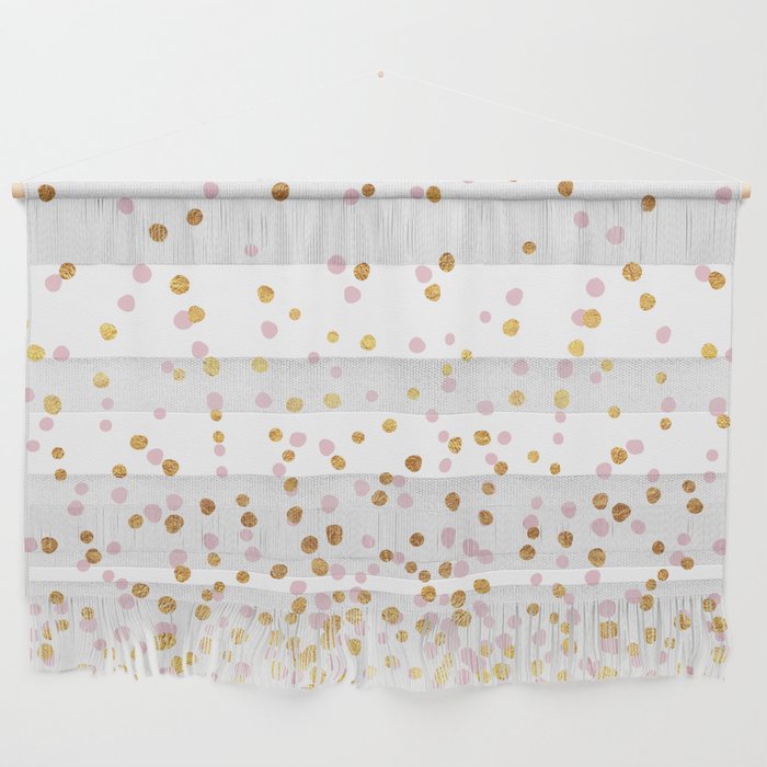 Floating Dots - Pink and Gold on White Wall Hanging Gallery Image 1