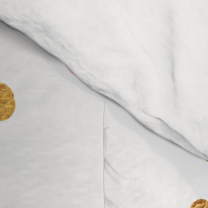 Floating Dots - Pink and Gold on White Comforter Gallery Image 4
