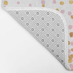 Floating Dots - Pink and Gold on White Bath Mat Gallery Image 2