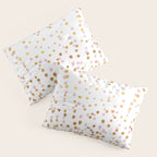 Floating Dots - Pink and Gold on White Pillow Sham Gallery Image 3