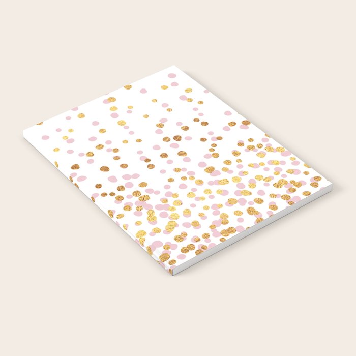 Floating Dots - Pink and Gold on White Notebook Gallery Image 1