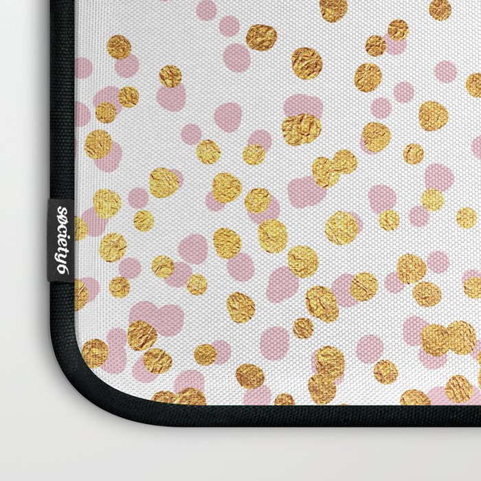 Floating Dots - Pink and Gold on White Laptop Sleeve Gallery Image 3