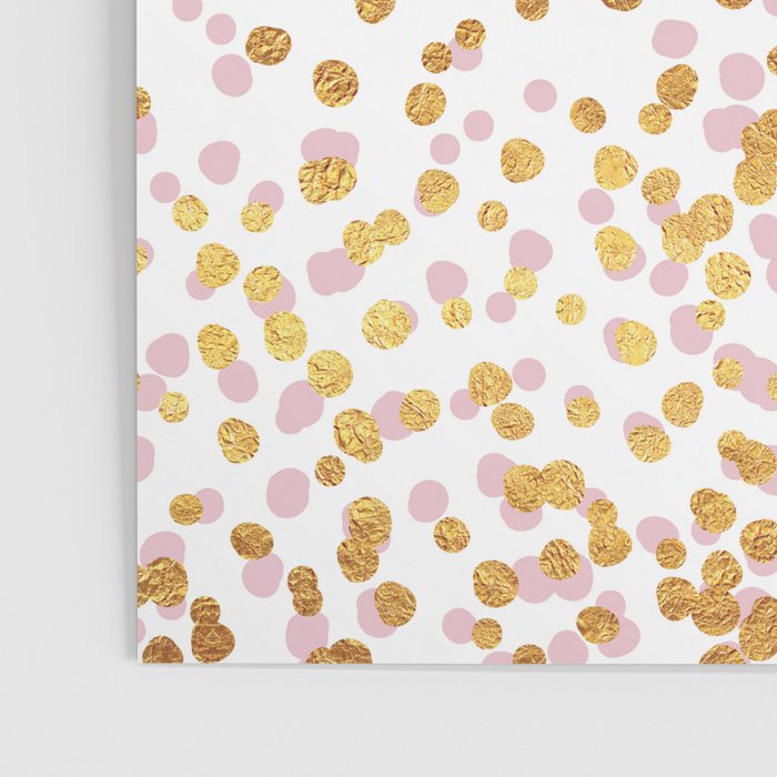 Floating Dots - Pink and Gold on White Poster Gallery Image 3