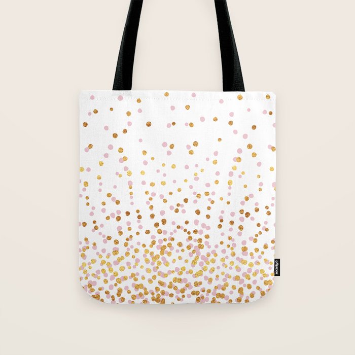 Floating Dots - Pink and Gold on White Tote Bag Gallery Image 1