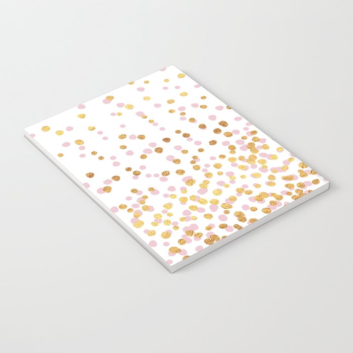 Floating Dots - Pink and Gold on White Notebook Gallery Image 3