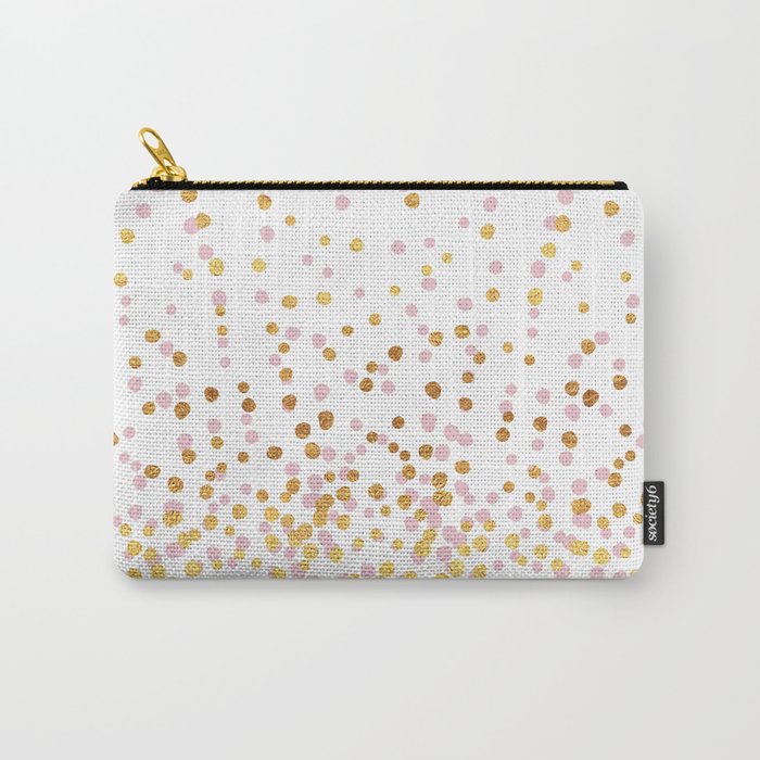 Floating Dots - Pink and Gold on White Carry All Pouch Gallery Image 1
