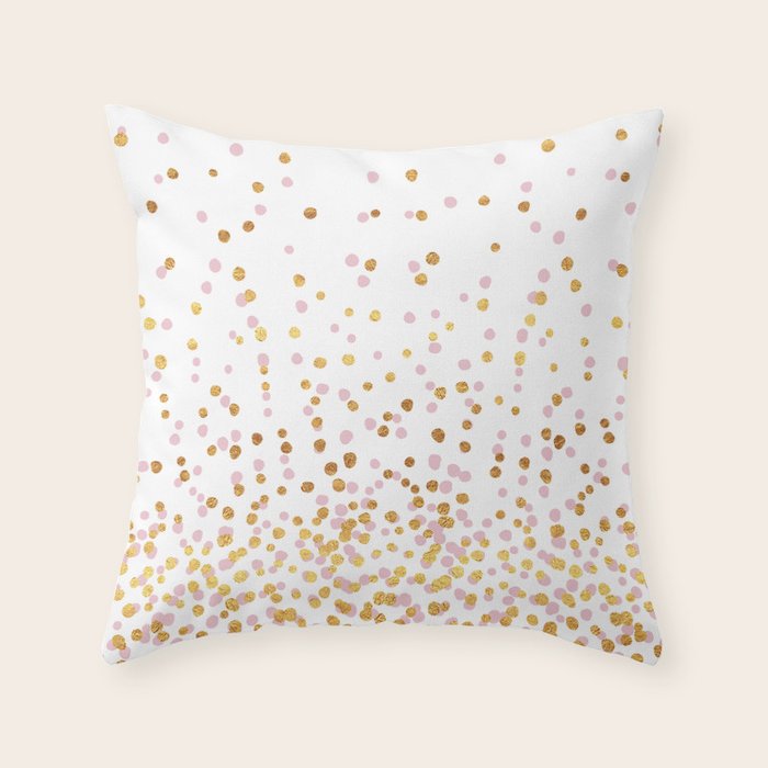 Floating Dots - Pink and Gold on White Throw Pillow Gallery Image 6