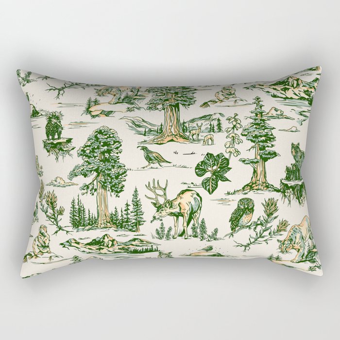 Sequoia National Park California Vintage Travel Art Pattern Rectangular Pillow Gallery Image 1