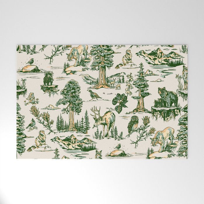 Sequoia National Park California Vintage Travel Art Pattern Welcome Mat Gallery Image 1